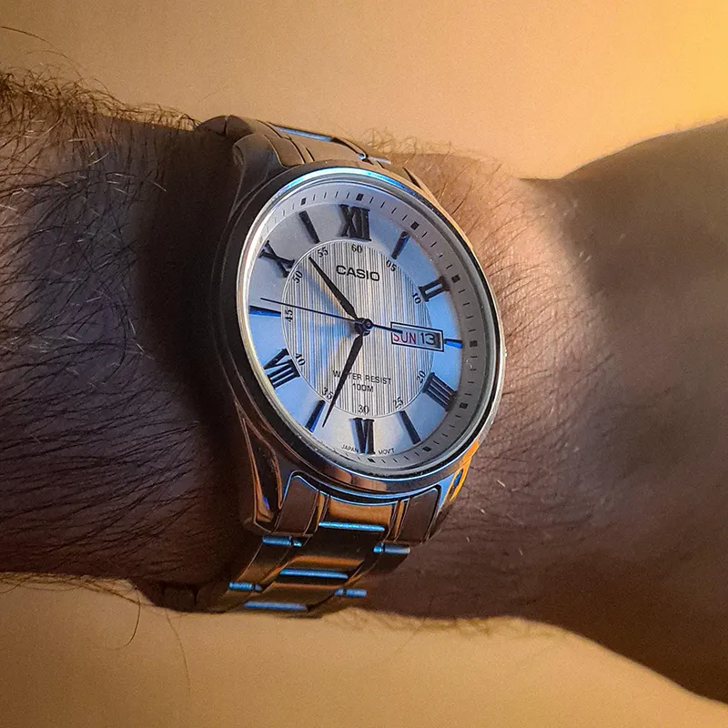 Casio Japan Quartz Date Day White Dial Men's Watch- MTP-1384D-7AV